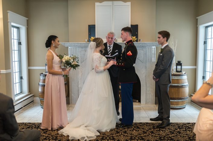 Small wedding ceremony in the Arcturos Room at the Inn at Black Star Farms.