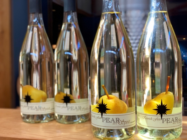 Pear and It's Spirit, our pear brandy with a real pear inside the bottle.