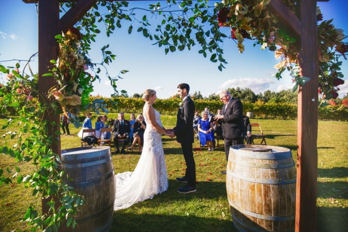 Small wedding ceremony in the vineyard.