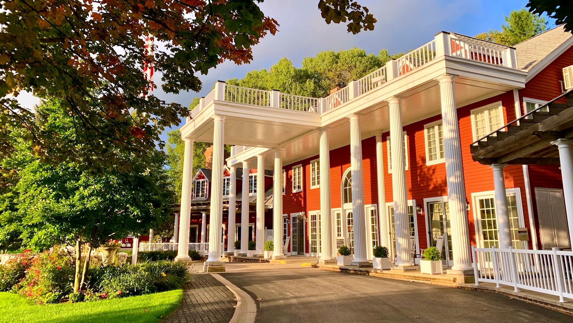 Morning sun illuminating our Bed and Breakfast in Traverse City, rated as one of the best places to stay in Traverse City