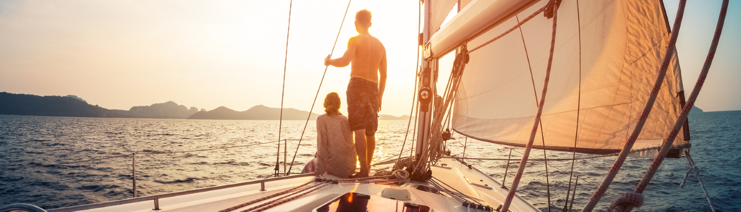 A couple enjoying a private sail.