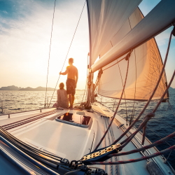 Couple on a private sail.