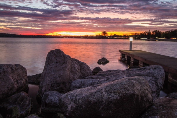 Sunrise over Grand Traverse Bay, where you'll find many of the best things to do in Traverse City