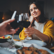 A couple enjoying a romantic meal at one of the best Traverse City Restaurants, Polaris